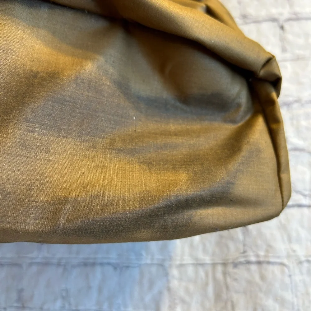DOUGLAS HANNANT MUSTARD GOLD BROWN TRIM GOLD HARDWARE FEET TURN LOCK SATCHEL BAG - Picture 13 of 16